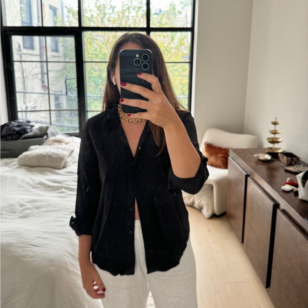 Everlane Silk Shirt, Black